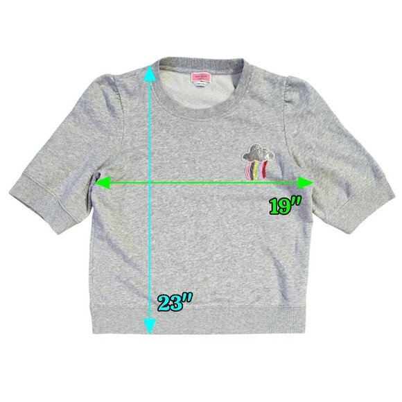 Kate Spade Rain or Shine Gray Elbow Sleeve Sweatshirt Sequin Cloud Whimsical - Picture 3 of 9